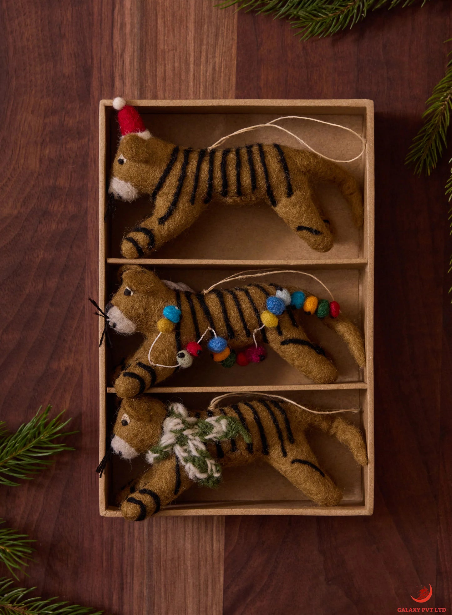 Alba set of three felt tiger charms