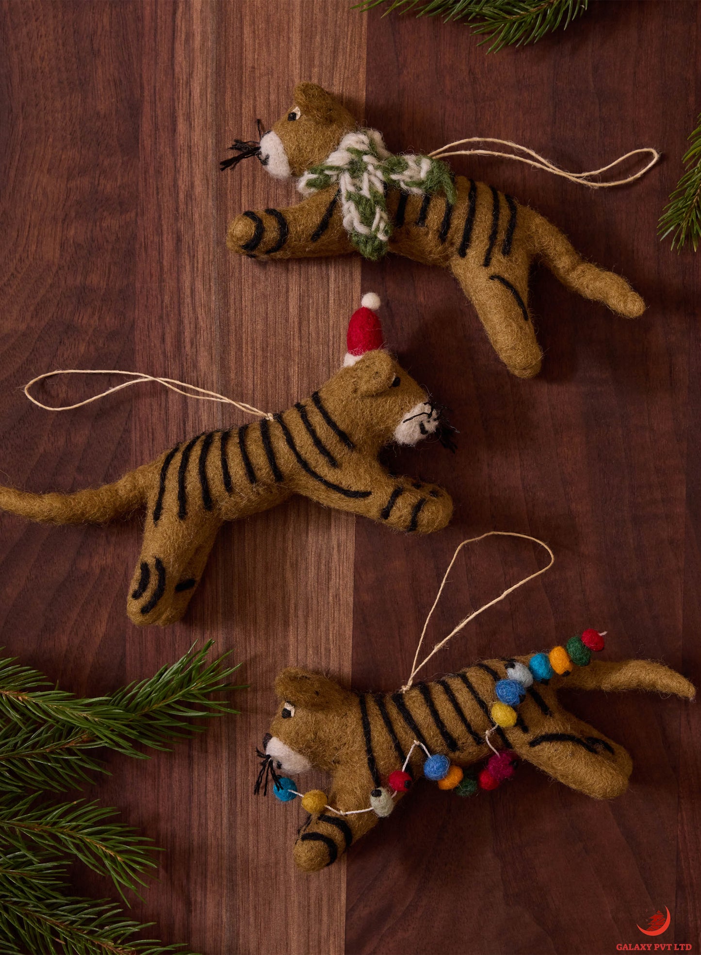 Alba set of three felt tiger charms